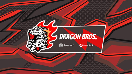 Designvorlage Gaming-Kanal-Promotion mit Illustration von Dragon für Youtube