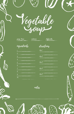 Template di design Passaggi di cottura della zuppa di verdure sul verde Recipe Card