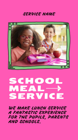School Food Ad with Meal Service Offer Instagram Video Story Šablona návrhu