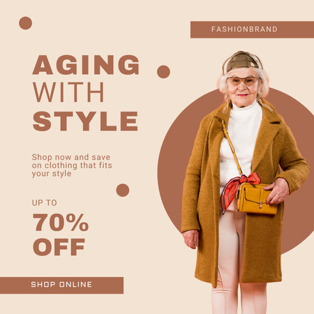 Yaşlılara Şık Kıyafet İndirimi Teklifi Instagram Tasarım Şablonu