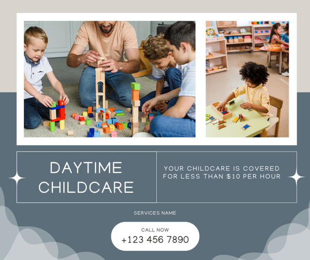 Ontwerpsjabloon van Facebook van Daytime Childcare Service Offer 
