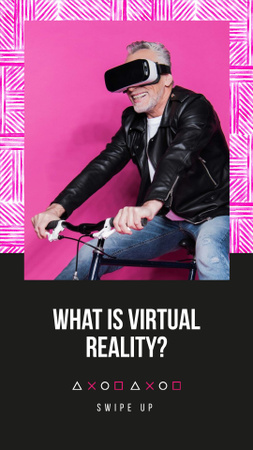 Virtual Reality Ad with Man in Glasses Instagram Story Design Template