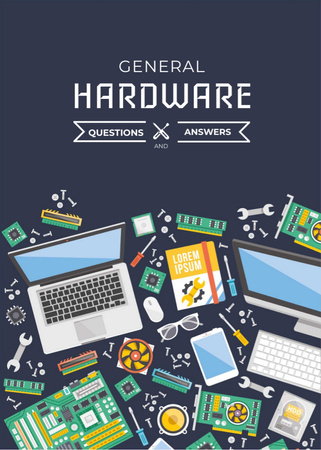 Hardware Tips with Gadgets on table Flayer Design Template