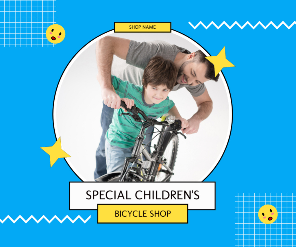 Special Children's Bicycle Shop Medium Rectangle Tasarım Şablonu