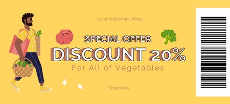 Grocery Store Discount Offer Coupon 3.75x8.25in Design Template