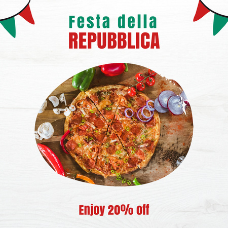 Discount on Pizza in Italian National Day Instagram Design Template