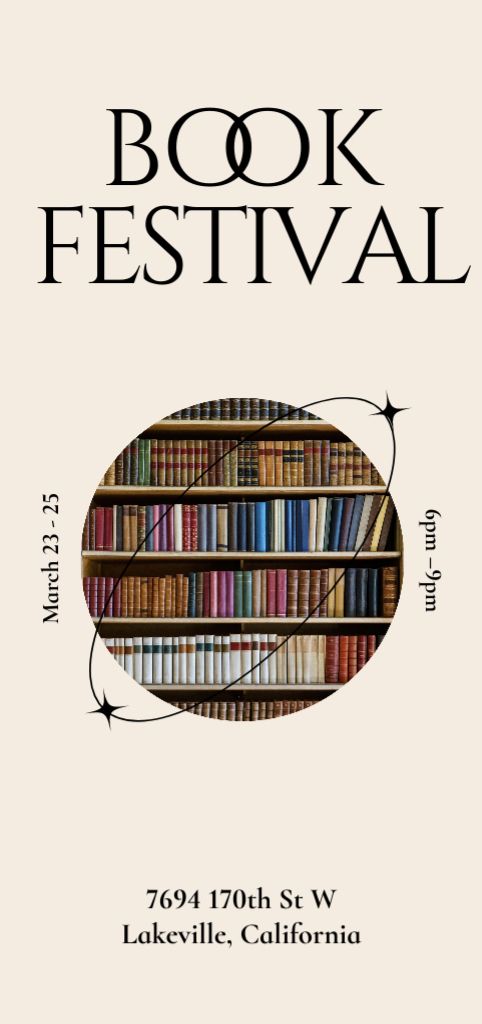 Book Festival Announcement with Books by Various Authors Flyer DIN Large Design Template