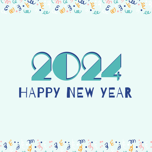 New Year Greeting with Colorful Serpentine Instagram Design Template