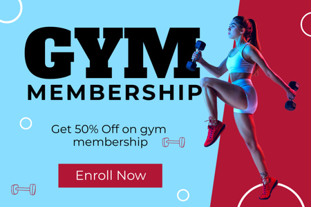 Designvorlage Gym Membership Discount für Label