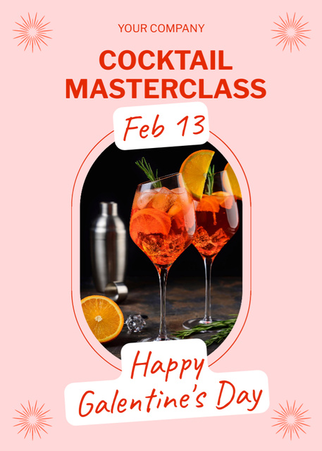 Cocktail Masterclass Announcement on Galentine's Day Flayerデザインテンプレート