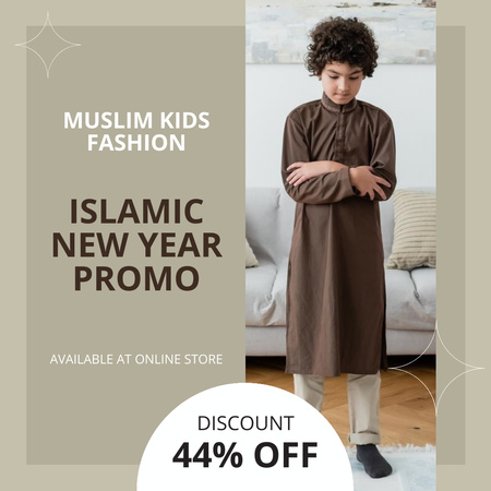 Ontwerpsjabloon van Instagram van Islamic New Year Promo for Muslim Kids Fashion
