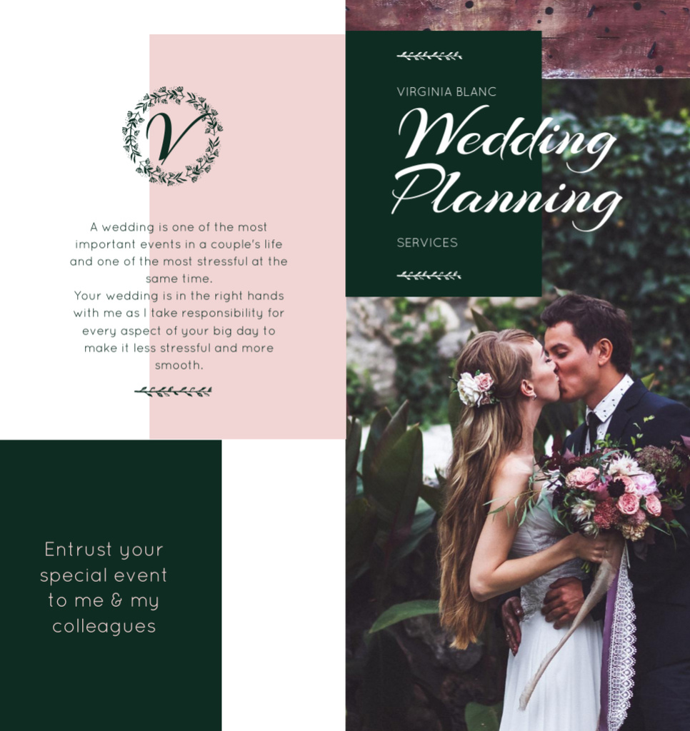 Plantilla de diseño de Wedding Parties Organization Services Brochure Din Large Bi-fold 