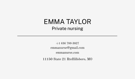Private Nurse Service Offer Business card – шаблон для дизайну