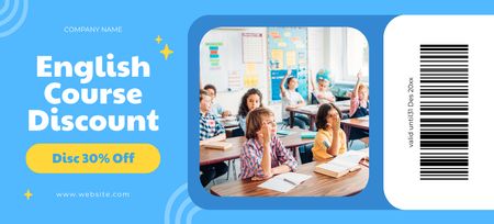English Course for Kids Discount Coupon 3.75x8.25in Tasarım Şablonu