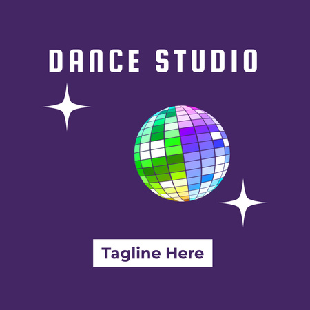 Emblem of Dance Studio with Disco Ball Animated Logo Design Template