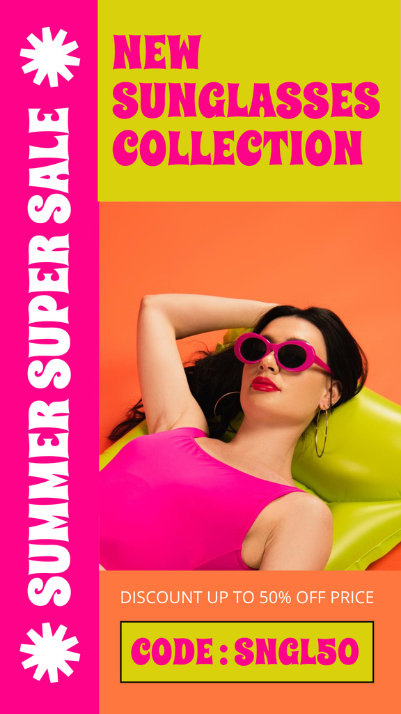 Designvorlage Promo of New Stylish Sunglasses Collection für Instagram Story