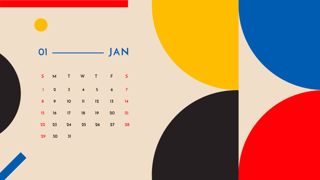 Colorful Geometric pattern Calendar Design Template