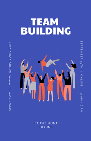 Platilla de diseño Team Building with Colleagues on Blue Invitation 5.5x8.5in