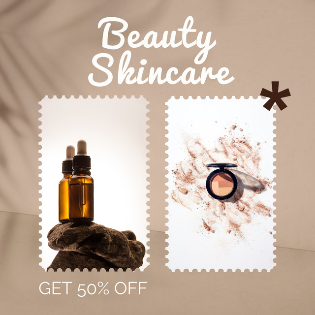 Modèle de visuel Beaty Skincare Products Ad on Beige - Instagram