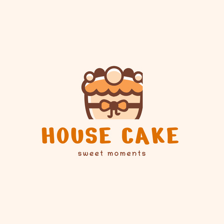 Bakery Ad with Tasty Cartoon Cake Logo 1080x1080px Design Template