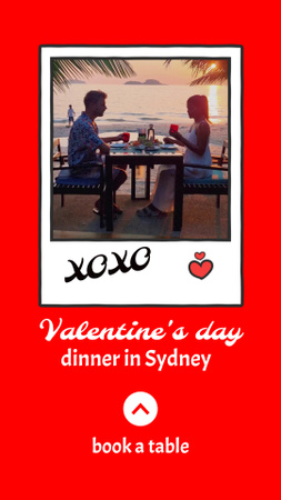 Designvorlage Schönes Abendessen zum Valentinstag mit malerischer Aussicht für Instagram Video Story
