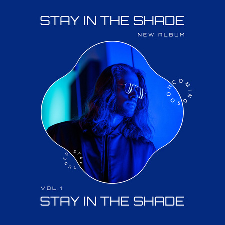 Album Cover with man in blue light Album Cover Design Template