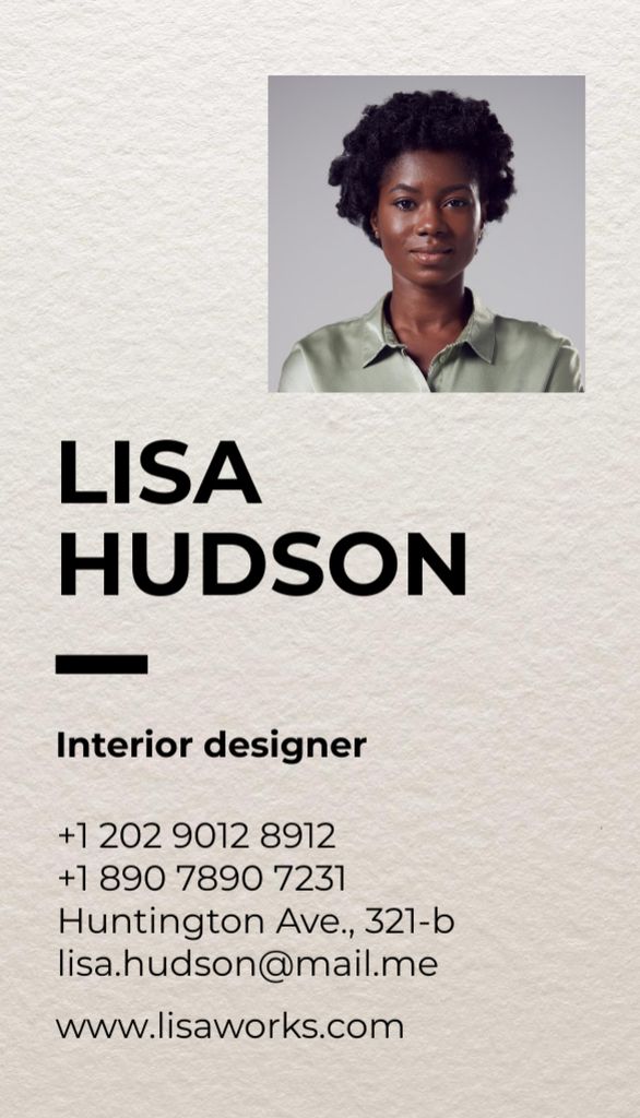 Szablon projektu Interior Designer Services Offer Business Card US Vertical