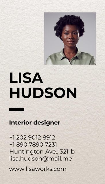 Plantilla de diseño de Interior Designer Services Offer Business Card US Vertical 