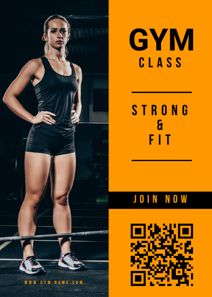 Gym Classes Ad with Slim Young Woman Flayer Tasarım Şablonu
