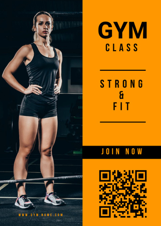 Gym Classes Ad with Slim Young Woman Flayer Design Template