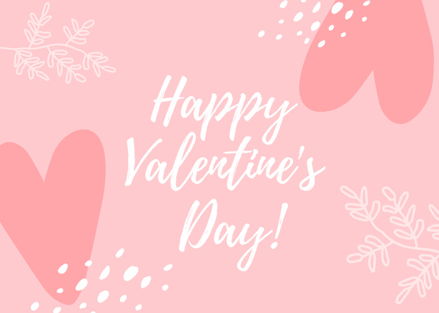 Szablon projektu Simple Valentine's Day Greeting with Pink Hearts Postcard 5x7in