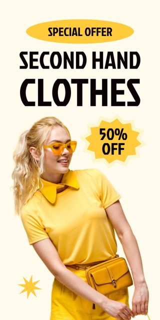 Ontwerpsjabloon van Graphic van Second Hand Clothes Sale Offer In Summer