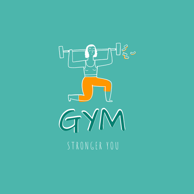 Gym Services Offer with Woman on Workout Logo – шаблон для дизайна