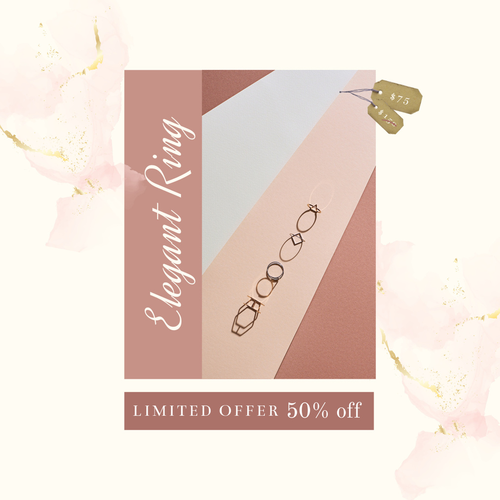 Elegant Jewelry Accessories Offer in Pink Instagramデザインテンプレート
