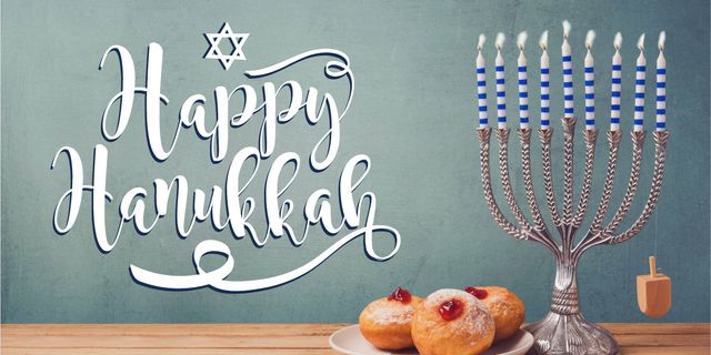 Happy Hannukah with Candlestick Image Design Template