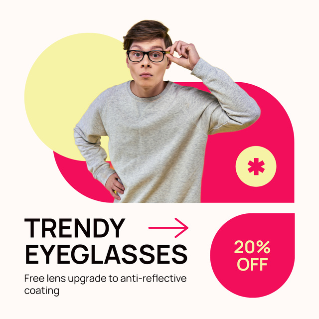 Ontwerpsjabloon van Instagram van Huge Discount on Glasses for Crystal Clear Vision