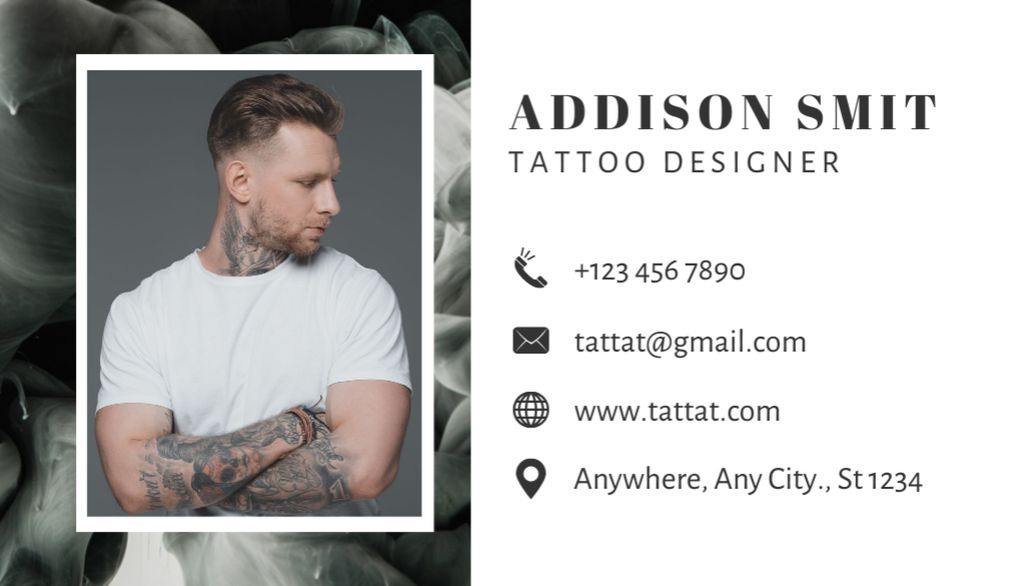 Creative Tattoo Designer Service Offer Business Card US Modelo de Design