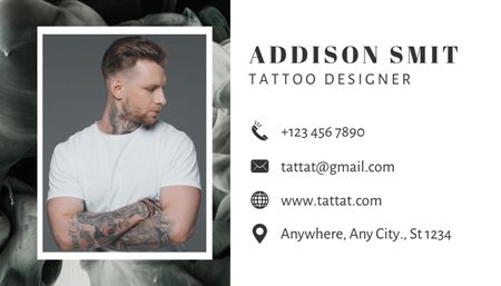 Template di design Offerta di servizi di designer di tatuaggi creativi Business Card US