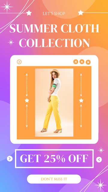Ontwerpsjabloon van Instagram Video Story van Summer Clothes Sale Ad on Colorful Gradient