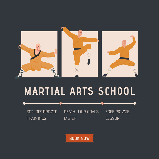Plantilla de diseño de Martial Arts School Lessons Promo Instagram 