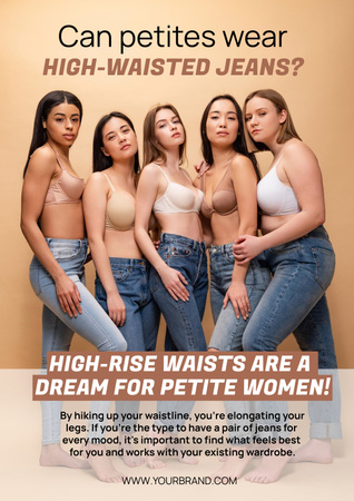 Modèle de visuel Belles femmes en jeans taille haute - Poster