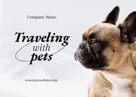 Pet Travel Guide with Cute French Bulldog Flyer 5x7in Horizontal Design Template