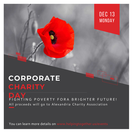 Corporate Charity Day announcement on red Poppy Instagram AD Tasarım Şablonu