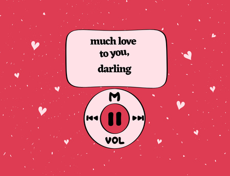 Valentine's Day Greeting with Music App Icon Thank You Card 5.5x4in Horizontal – шаблон для дизайну