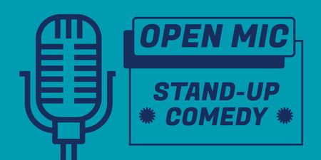 Designvorlage Open Mic bei der Comedy Show auf Blue für Twitter