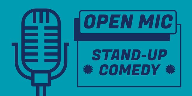 Designvorlage Open Mic at Comedy Show on Blue für Twitter