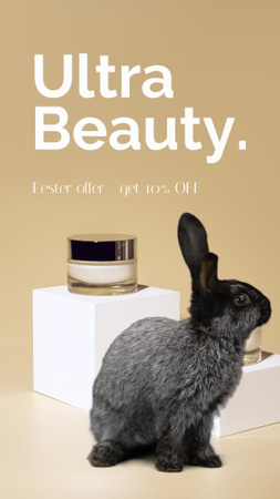 Designvorlage Kosmetik-Osterangebot mit niedlichem Hasen für Instagram Video Story