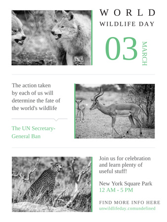 World Wildlife Day Animals in Natural Habitat Poster US Design Template