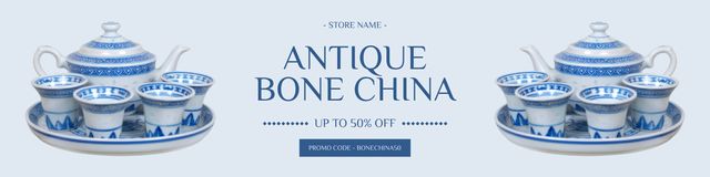 Antique Bone China Dishware With Discounts Offer Twitter Πρότυπο σχεδίασης
