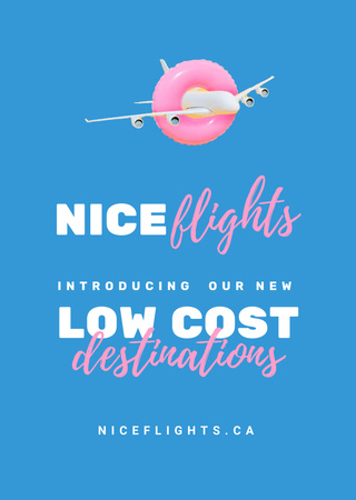 Travel Offer with Plane in Inflatable Ring Flyer A6 Design Template